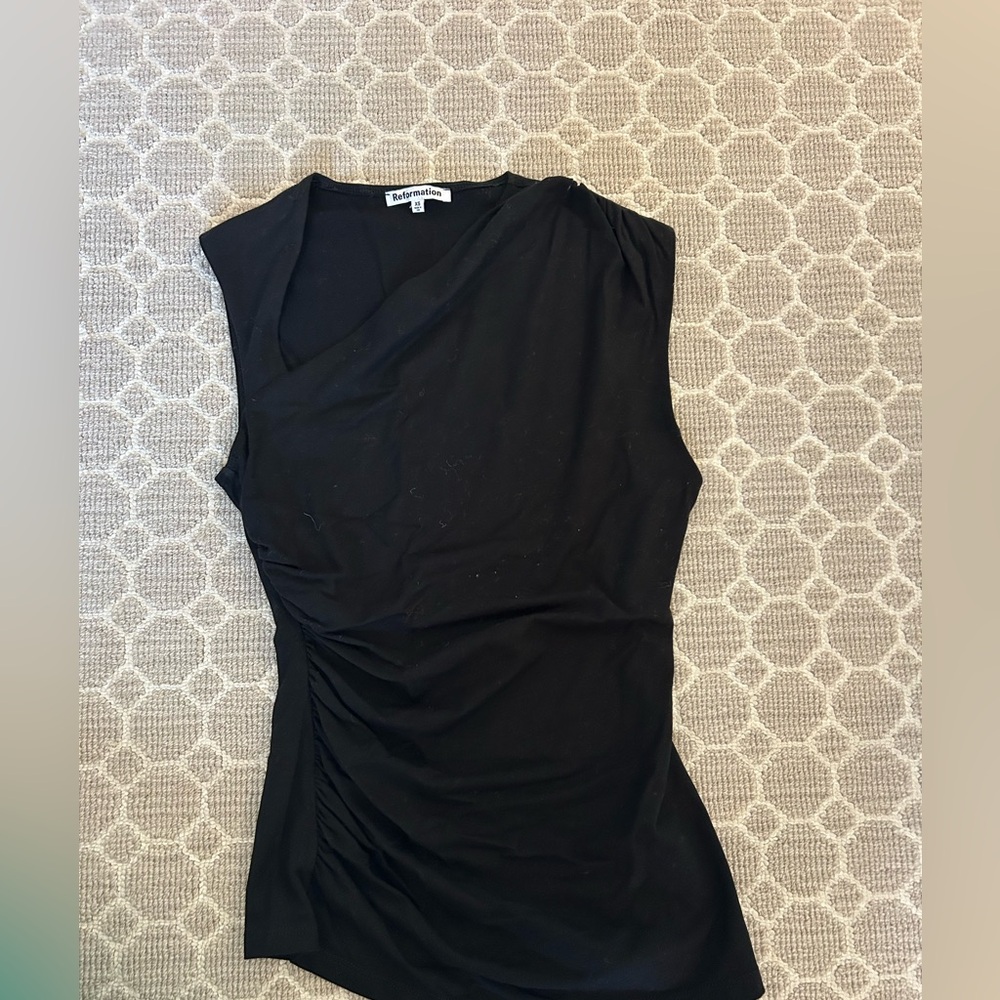 Reformation Black Asymmetrical Sleeveless Top